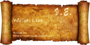 Végh Elek névjegykártya